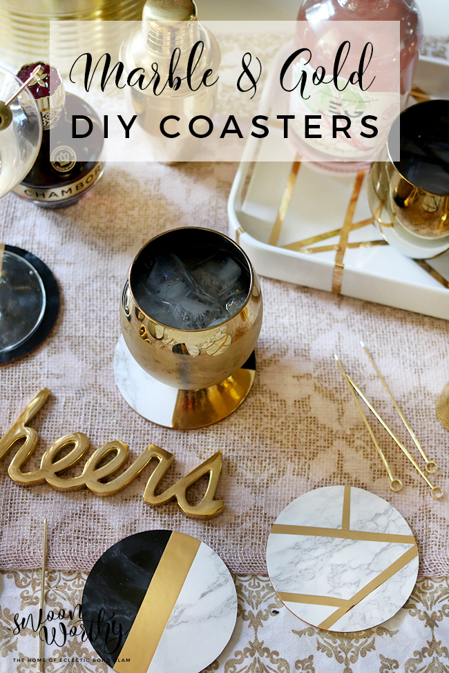 Marble and Gold DIY Coasters - these are so easy to make! Check out the full tutorial on www.swoonworthy.org